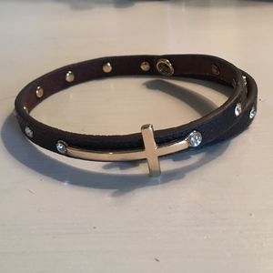 Charming Charlie Leather & Rhinestone Bracelet